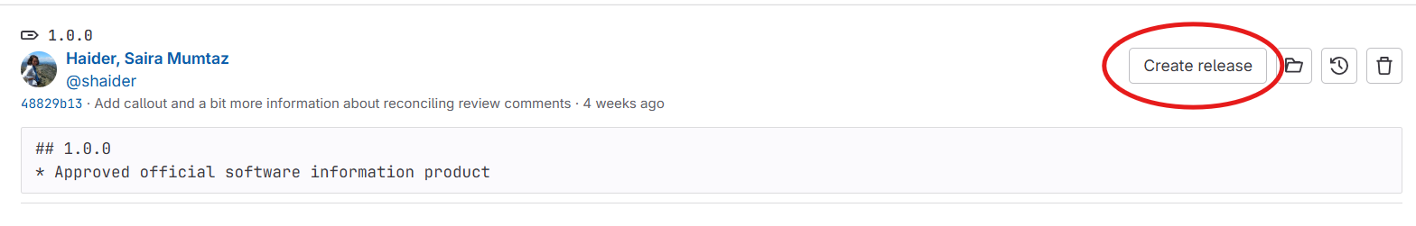 Screenshot of where to click "Create Release"