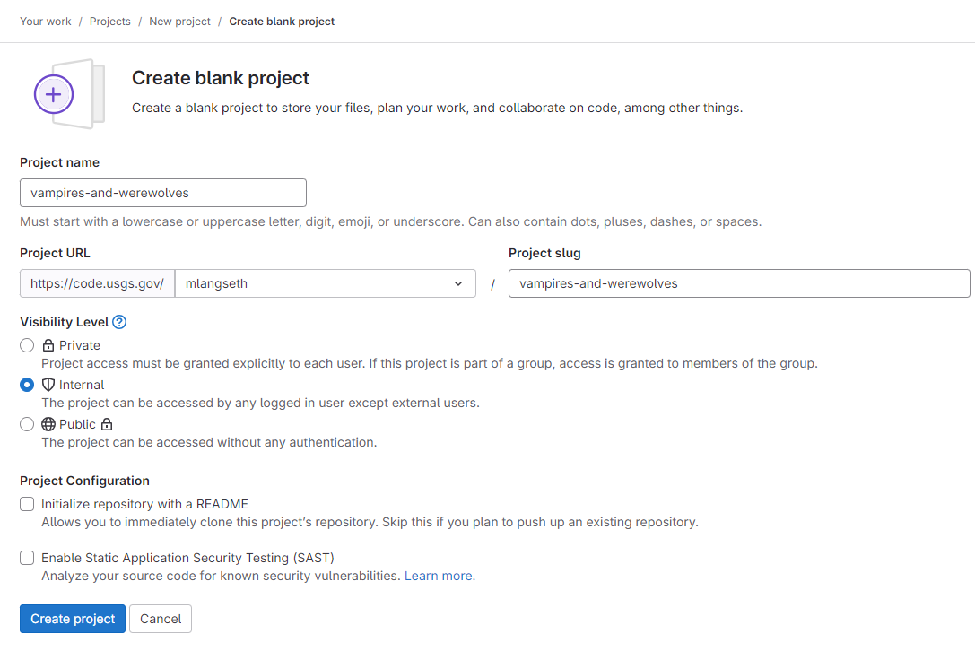 Creating a Project on GitLab (Step 3)